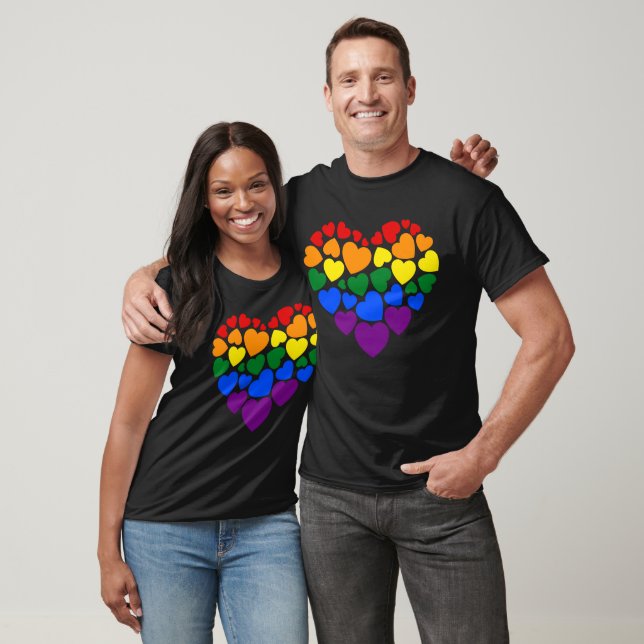 T-shirt Pride- gay arc-en-ciel coeur de l'amour (Unisexe)