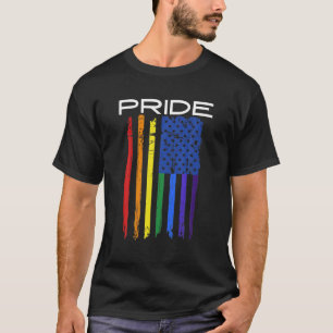 T-shirt Pride Gay LGBT Mois Vintage Retro Rainbow America