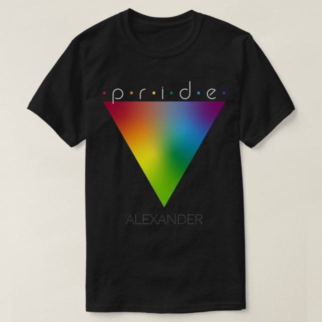T-shirt Pride Trendy Rainbow Triangle Gay LGBTQ Queer Name (Design devant)