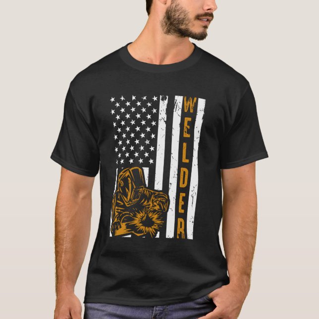 T-shirt Pride Usa Flag Dad Father Welding (Devant)