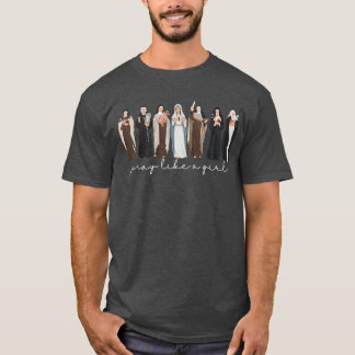 T-shirt Priez comme une fille catholique foi chrétienne ba