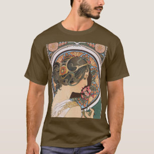 T-shirt Primevère par Mucha - art floral vintage Nouveau