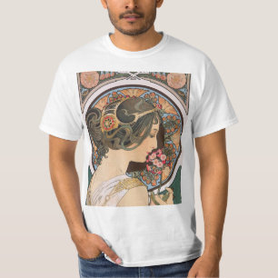 T-shirt Primevère par Mucha - art floral vintage Nouveau
