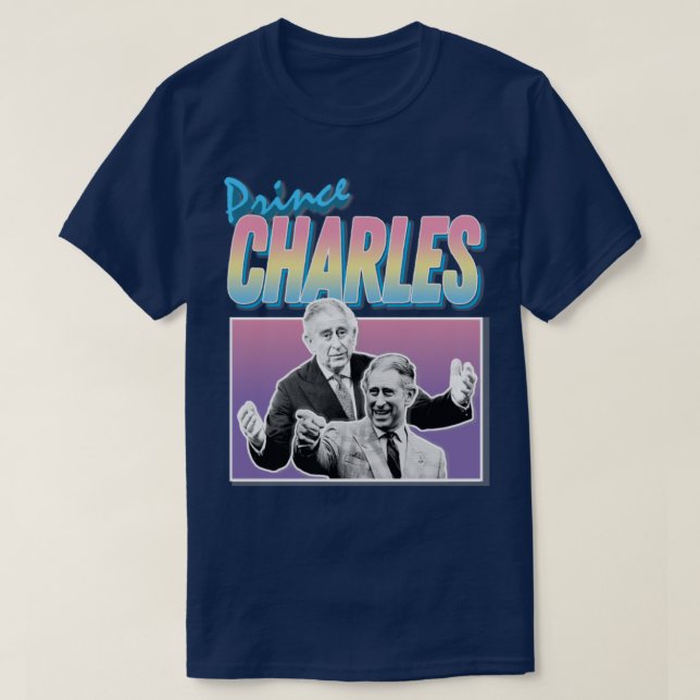 T-shirt Prince Charles Laughing Graphic Design 90s Style H (Design devant)