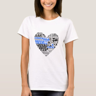 T-shirt Princess Cinderella Chaussures Citation Coeur bleu