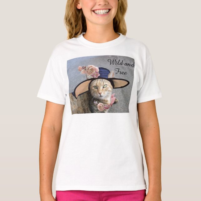 T-shirt PRINCESS TATUS CAT Élégant Casquette, Rose sauvage (Devant)