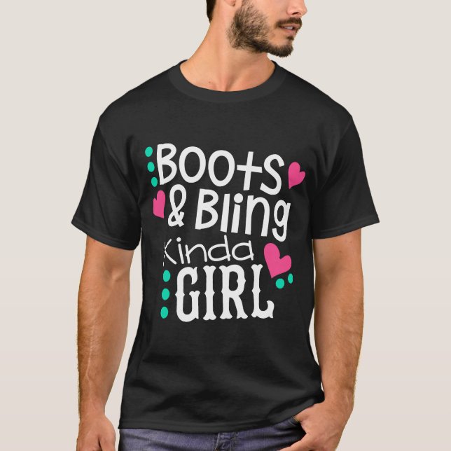 T-shirt Princesse Cowboy Boots Cowgirl Bling Pays Ouest (Devant)