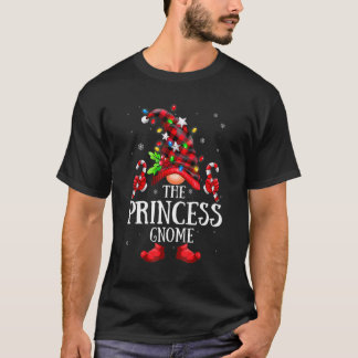T-shirt Princesse Gnome Lights Red Plaid Matching Family C