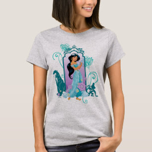 T-shirt Princesse Jasmine, Rajah et Abu Floral 2