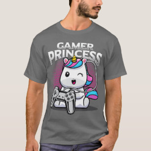 T-shirt Princesse Joueuse Licorne de jeu vidéo sur console