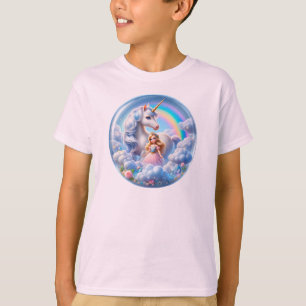 T-shirt Princesse Unicorn Chemise : Arc en ciel et nuages