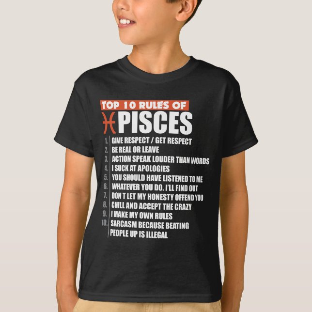 T-shirt Principal 10 règles d'horoscope de cadeau de (Devant)