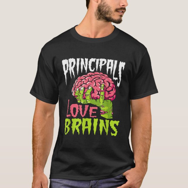 T-shirt Principaux de l'école Amour Cerveaux Zombie Enseig (Devant)