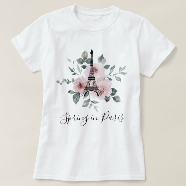 T-shirt Printemps à Paris - Voyage de filles sur mesure (Design devant)