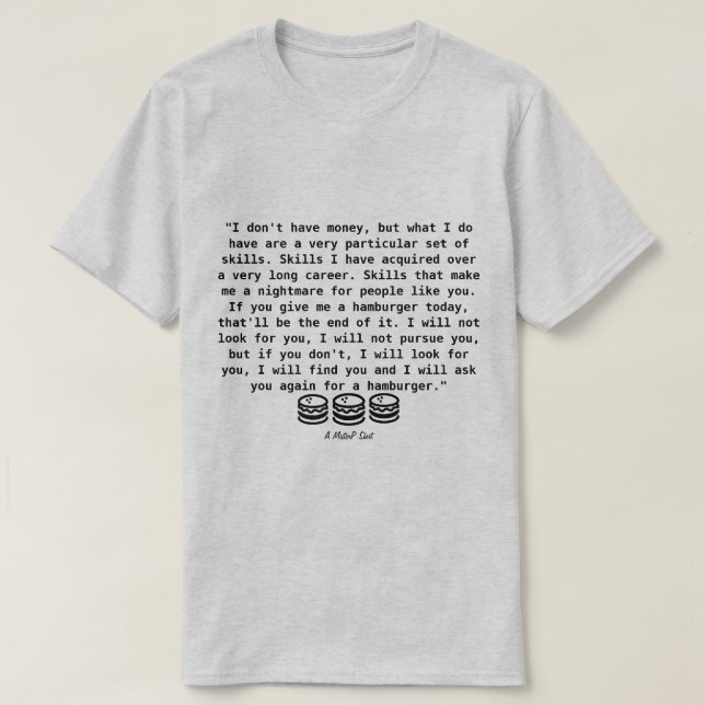 T-shirt PRISE avec hamburgers - Une chemise MisterP (Design devant)