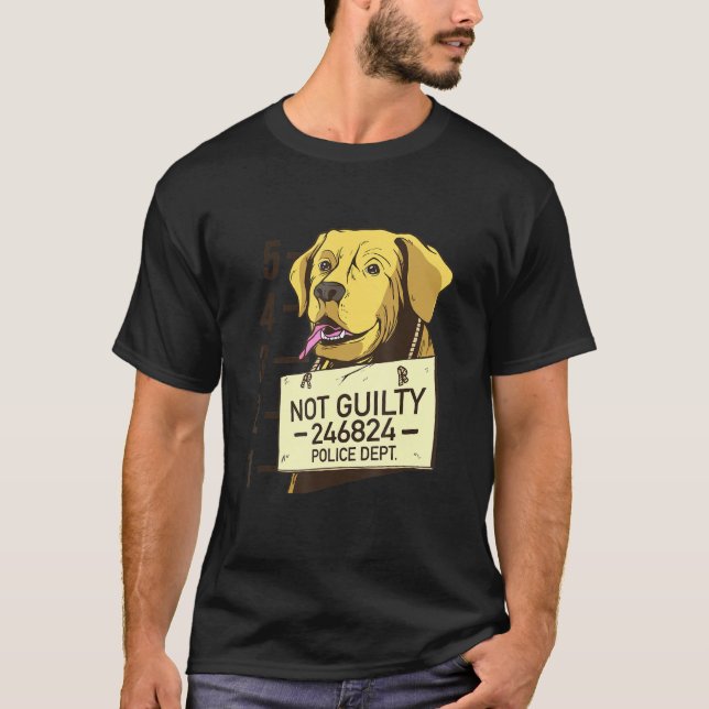 T-shirt Prison Labrador Mugshot Dit Non Coupable (Devant)