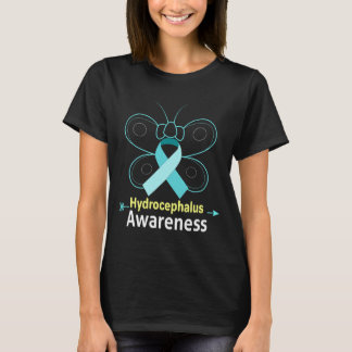 T-shirt Prix d'hydrocéphalie du ruban bleu clair papillon