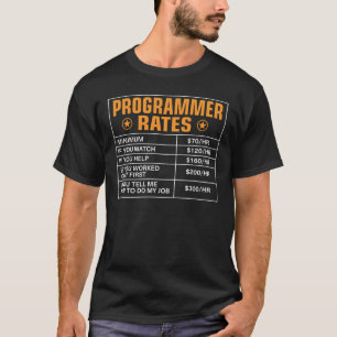 T-shirt Prix Programmer Cadeau - Tarifs horaires Programme