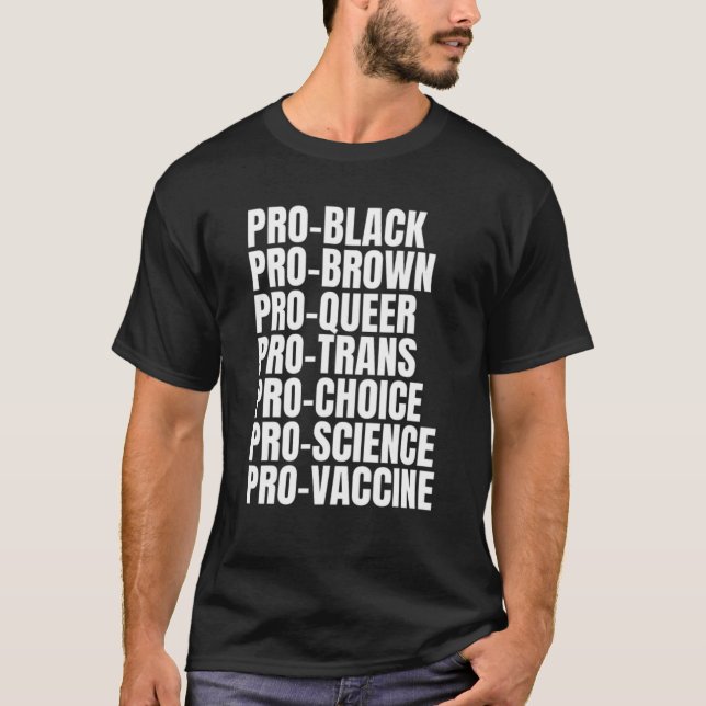 T-shirt Pro Black Pro Brown Pro Queer, Trans, Choix, Scien (Devant)