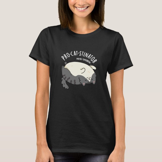 T-shirt Pro-chat-stinator Funny Fat Cat Pun Dark BG (Devant)