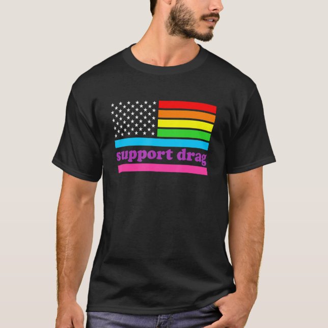 T-shirt Pro Drag Queen Top LGBTQ Droits Support Drag N'est (Devant)