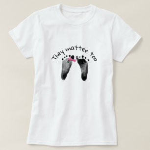 T-shirt Pro-Life Baby Footprints with Pink Bow