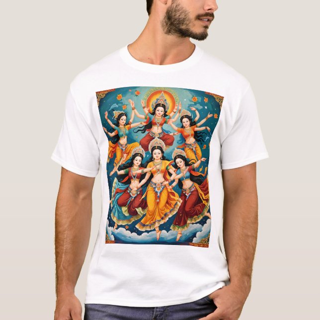 T-shirt Procession des danseurs célestes - Thangka & Kalam (Devant)