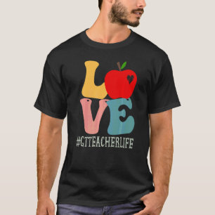 T-shirt Prof Amour Pomme Groovy Rétro Mignon Retour À L'Éc