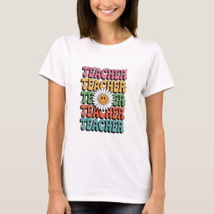 T-shirt Prof Enseignant Mignon Fleur de Marguerite Rétro R
