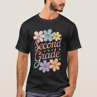 T-shirt Prof Hello 2e année rétro groovy enseignant 2e ann