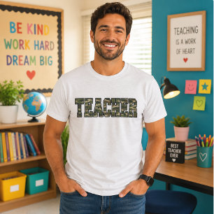 T-shirt Professeur Camo Gras Lettres Universitaires Vert M