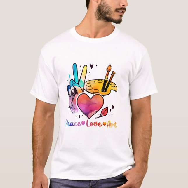 T-shirt Professeur D'Art Peace Love Art Pour Artistes Et P (Devant)