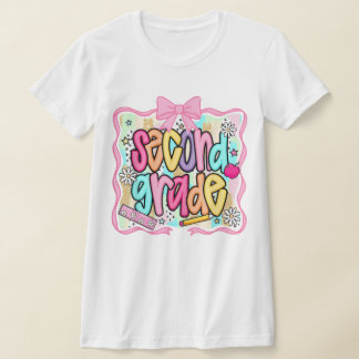 T-shirt Professeur de 2e année crayon Coquette nœud