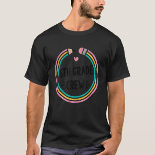 T-shirt Professeur de 6e année Crew Crayon Arc-en-ciel Cœu