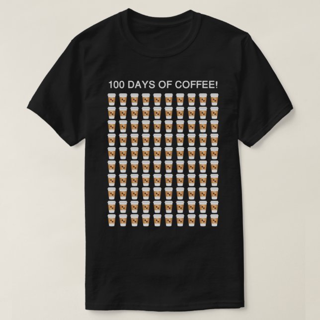 T-shirt Professeur de café 100 tasses de café 100e jour éc (Design devant)
