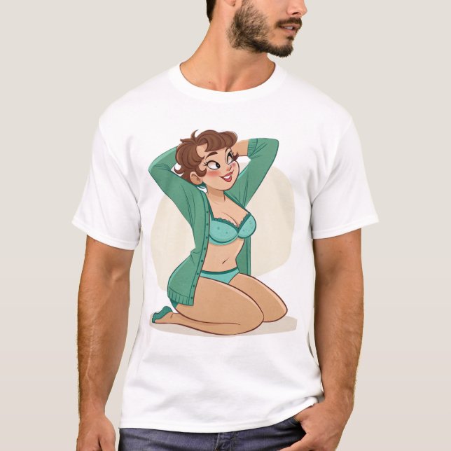 T-shirt Professeur de dessin animé - Retro Pop Art Design. (Devant)