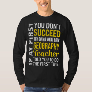 T-shirt Professeur de géographie Si au début vous ne réuss