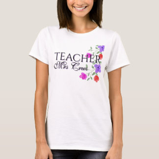 T-shirt Professeur Jolie Aquarelle Floral Personnalisé 