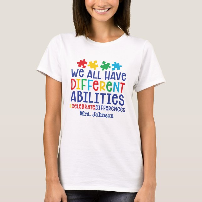 T-shirt Professeur Personnalisé D'Autisme Motivationnel (Devant)