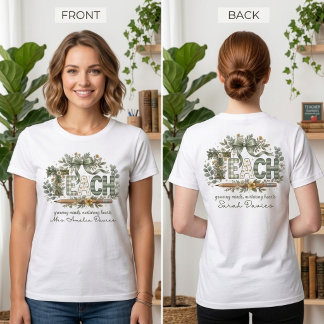 T-shirt Professeur PERSONNALISÉ Fleur "ENSEIGNER" pour la