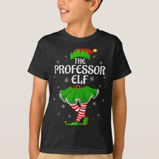 T-shirt Professor Elf Christmas Family Girls Women Elf Squ (Devant)