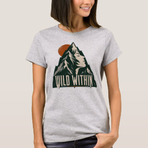 T-shirt Profil de femme sauvage en montagne - Aventure