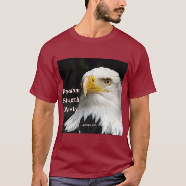 T-shirt Profil de l'aigle à tête sur l'arrière - plan noir (Devant)