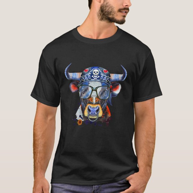 T-shirt Profitez du Cool Hipster Bull Illustration Graphiq (Devant)