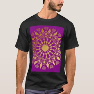 T-shirt Profond Purple Et Or Mandala Modèle Floral