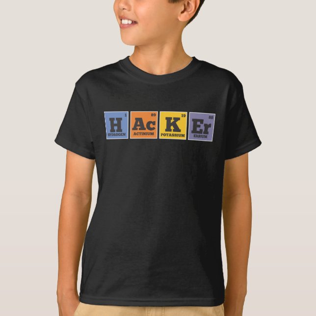 T-shirt Programmateur d'éléments de Hacker Chemist (Devant)