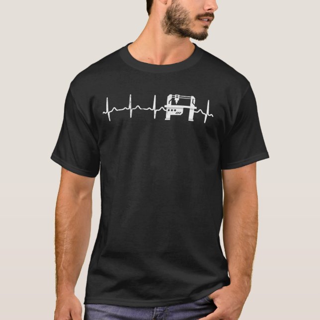 T-shirt Programmateur machiniste CNC Heartbeat (Devant)