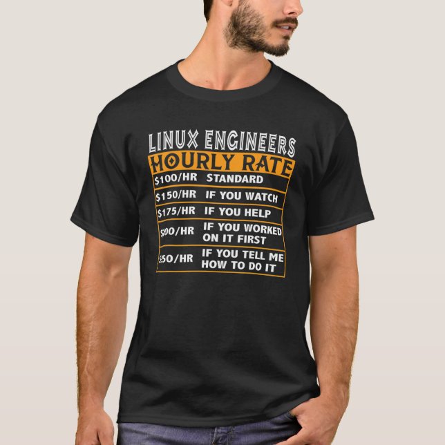 T-shirt Programme Cloud Geek Unix à taux horaire de l'ingé (Devant)