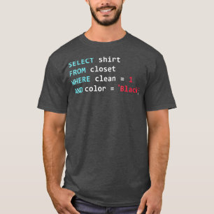 T-shirt Programmer SQL Query Geek Code de base de données 