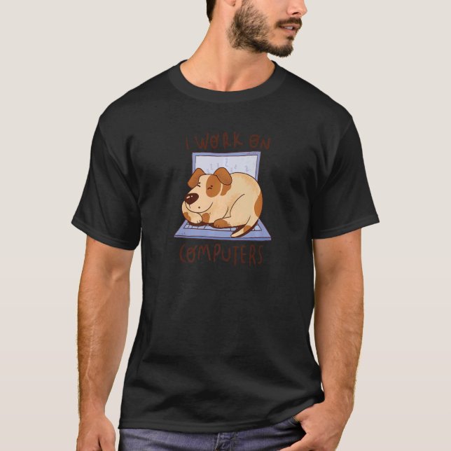 T-shirt Programmeur de programmation de chien informatique (Devant)